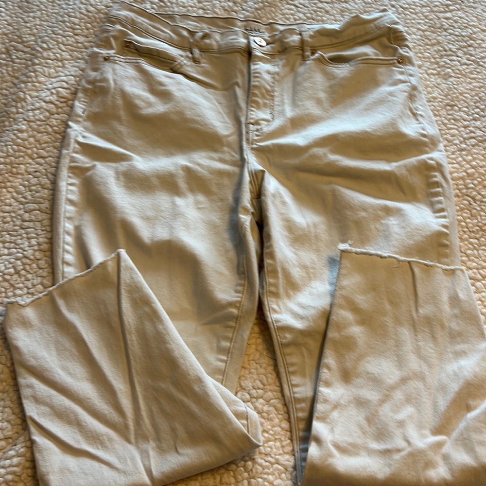 . Sz 14 Nicole Miller off white Soho skinny ankle jeans